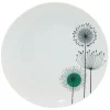 Assiette plate ronde aigrette pissenlit blanche