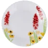 Assiette plate ronde blanche fleur rose Fantine
