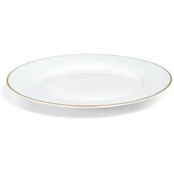Assiette plate ronde blanche contour doré