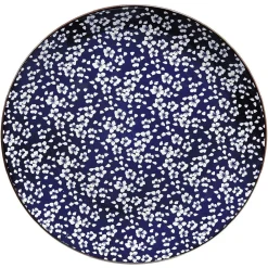 ASSIETTE PLATE RONDE BLEU ET BLANC
