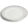 Assiette plate ronde Ø26,5cm porcelaine pois blanc et doré