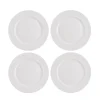Assiette plate ronde embossée blanche x4