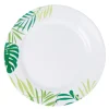 Assiette plate ronde Luminarc blanc vert feuille jungle