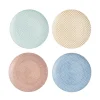 Assiette plate ronde motif géométrique 4 couleurs x4