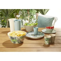 Assiette plate ronde motif géométrique noir et blanc