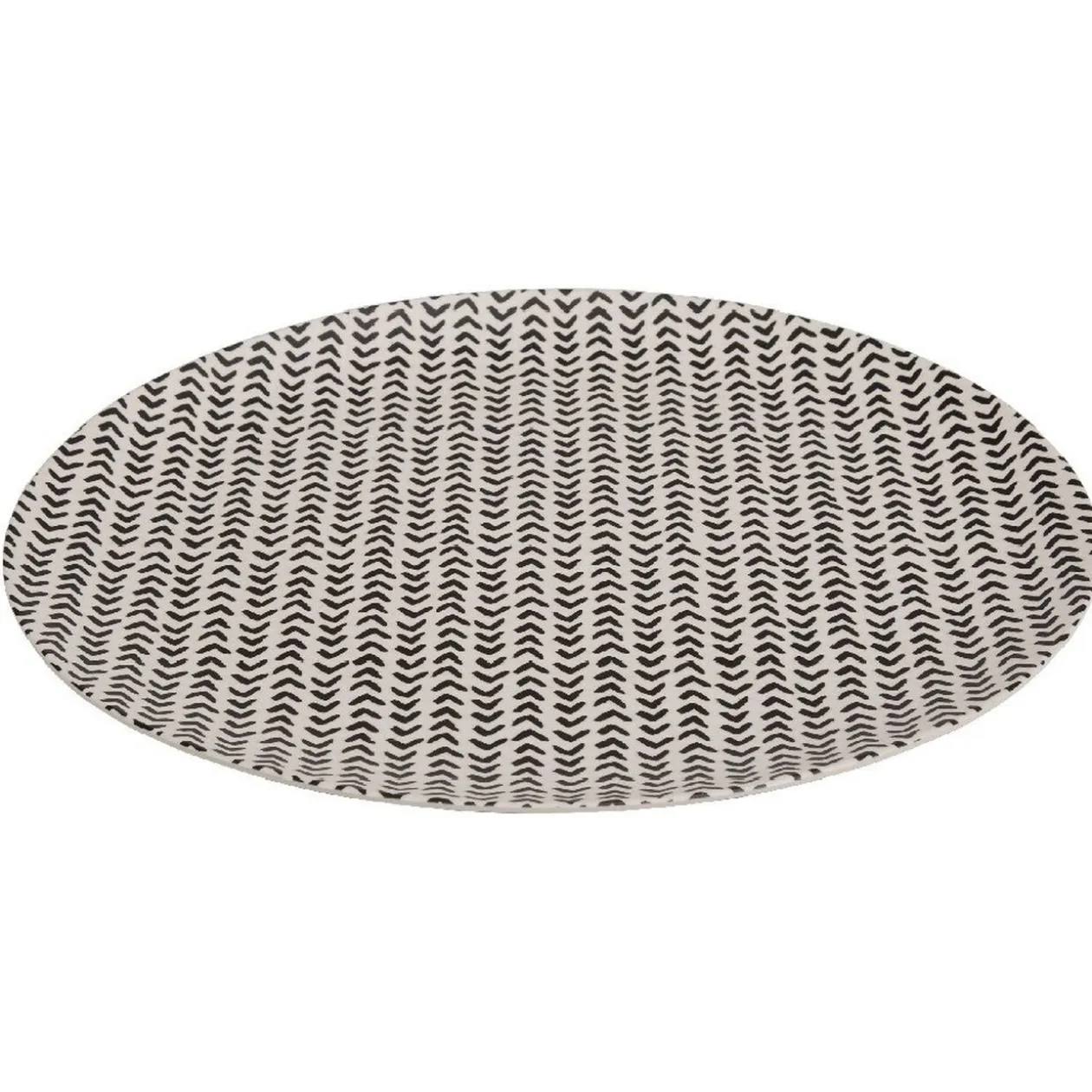Assiette plate ronde motif géométrique noir et blanc
