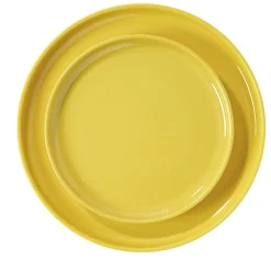 Assiette plate ronde Oslo jaune moutarde