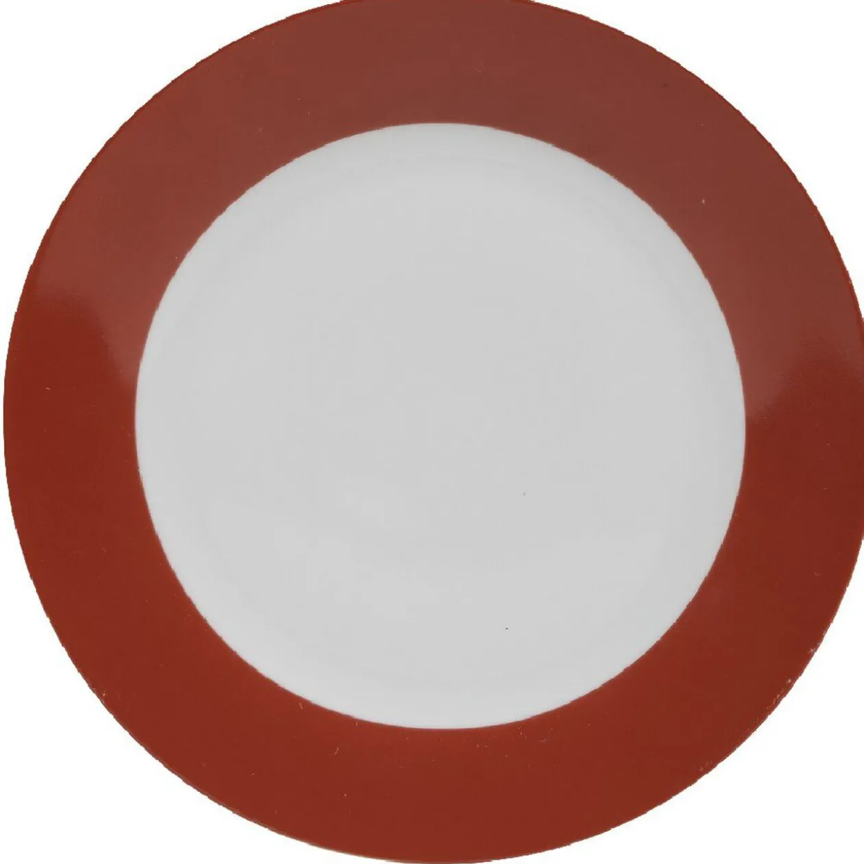 Assiette plate ronde rouge et blanche