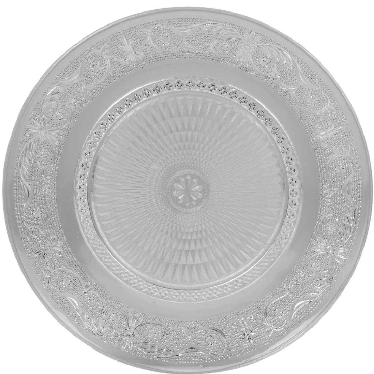 Assiette plate ronde transparente ciselée