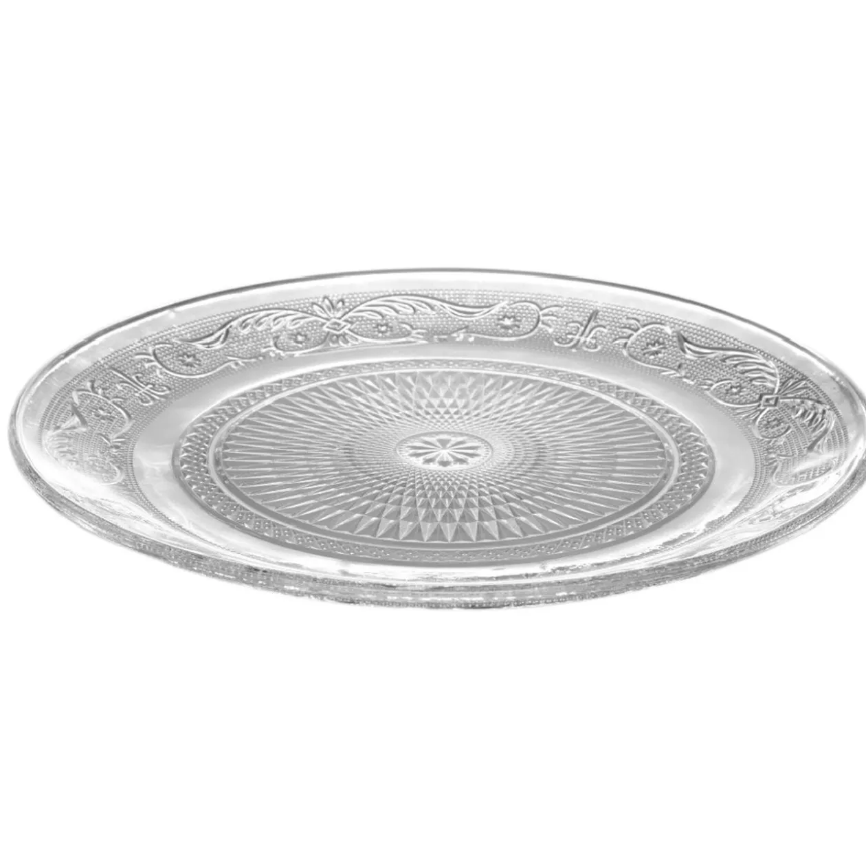 Assiette plate ronde transparente ciselée