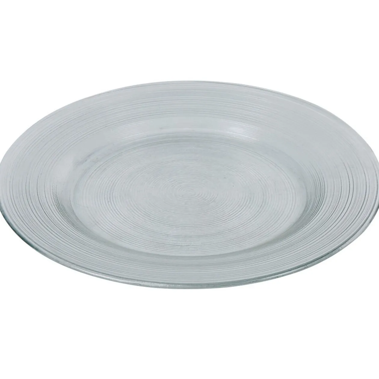 Assiette plate ronde transparente striée