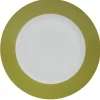 Assiette plate ronde verte et blanche