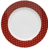 Assiette plate rouge et blanc design coeurs