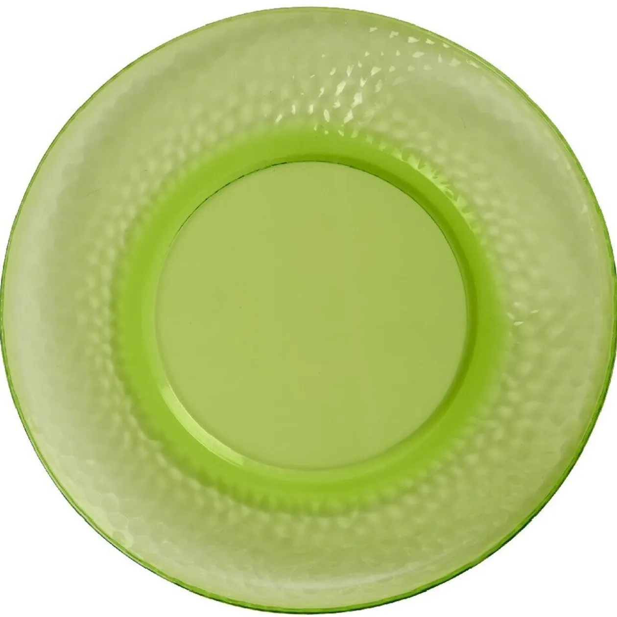 Assiette plate verte martelé x4
