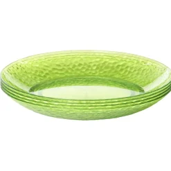 Assiette plate verte martelé x4