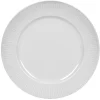 Assiette ronde contour strié gris perle