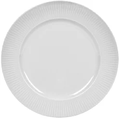 Assiette ronde contour strié gris perle