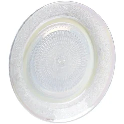 Assiette ronde plate décor ciselé design irisé