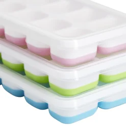 Bac à 14 glaçons avec couvercle 21x8cm - 3 coloris