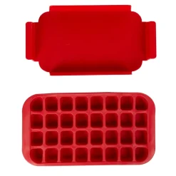 Bac à glaçons avec support 32 compartiments rouge