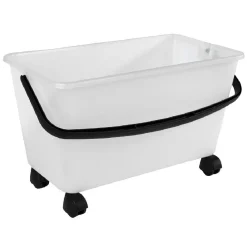 Bac à roulettes avec anse blanc et noir 15 L