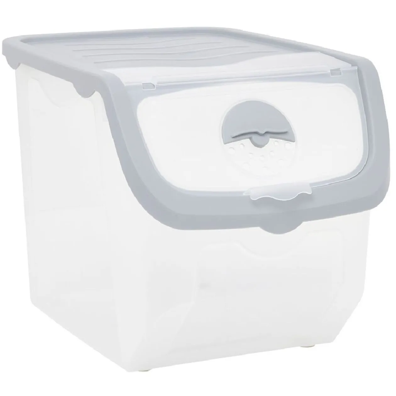 Bac avec couvercle rabattable 12L plastique transparent gris