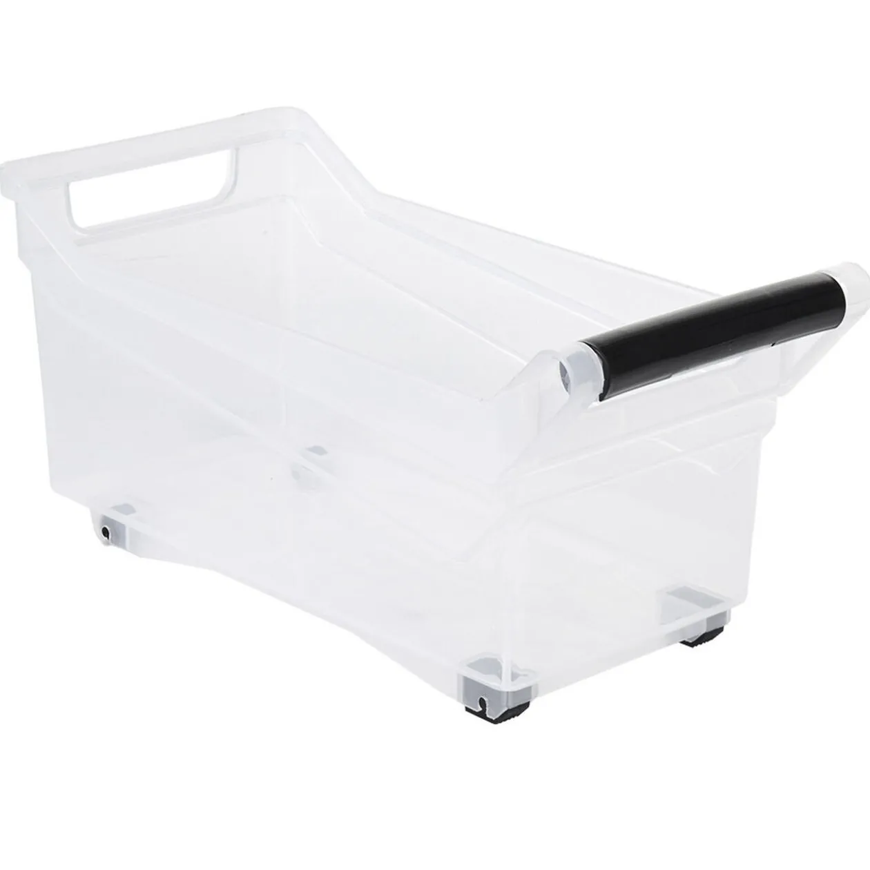 Bac de rangement à roulettes transparent 12L