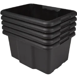 Bac de rangement en plastique 15L uni noir x5