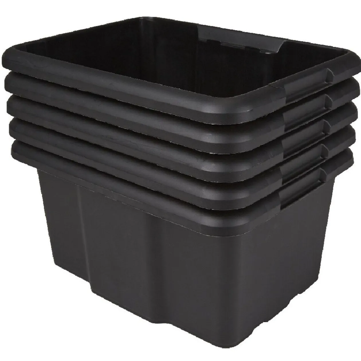 Bac de rangement en plastique 15L uni noir x5