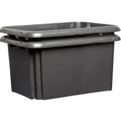 Bac de rangement en plastique noir x2
