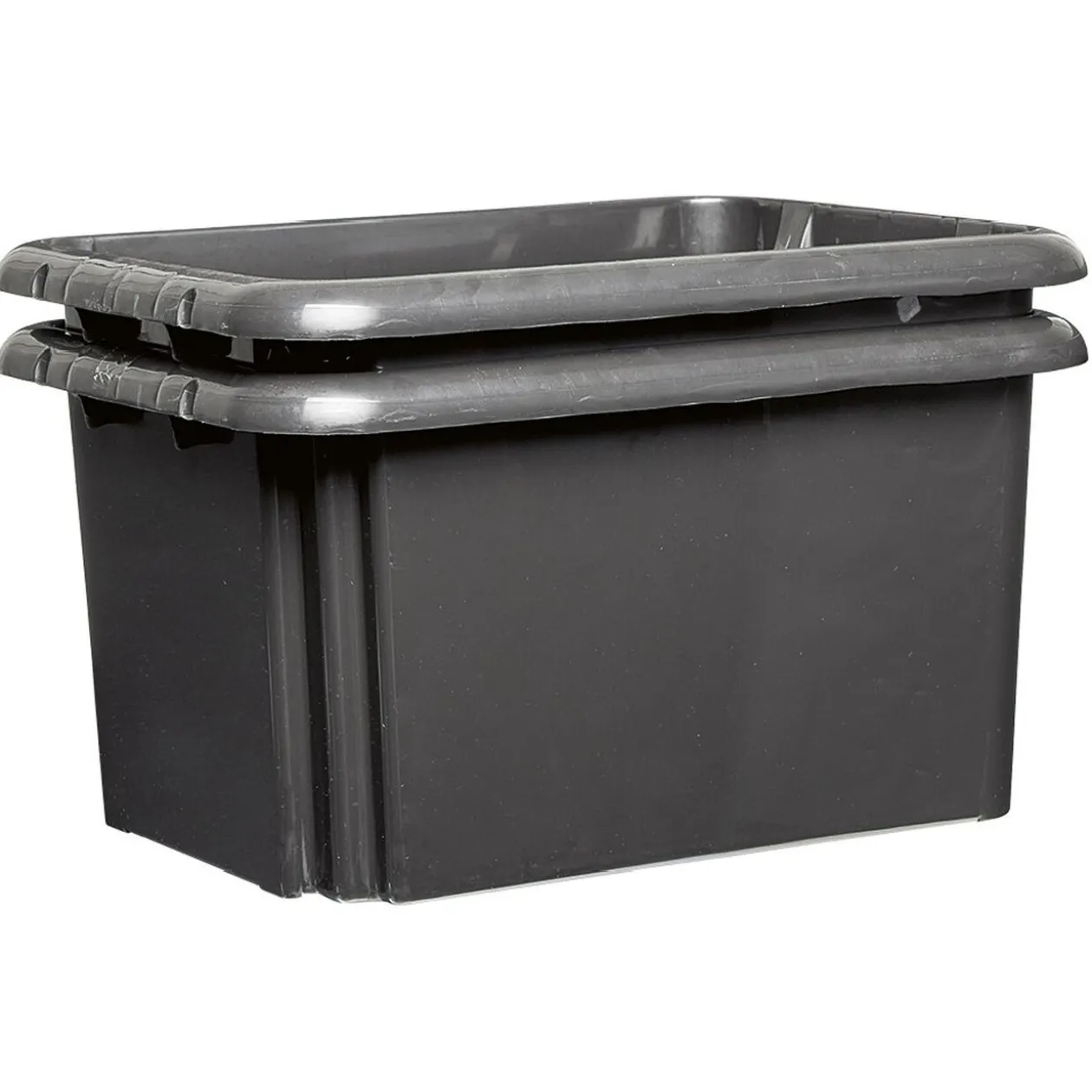 Bac de rangement en plastique noir x2