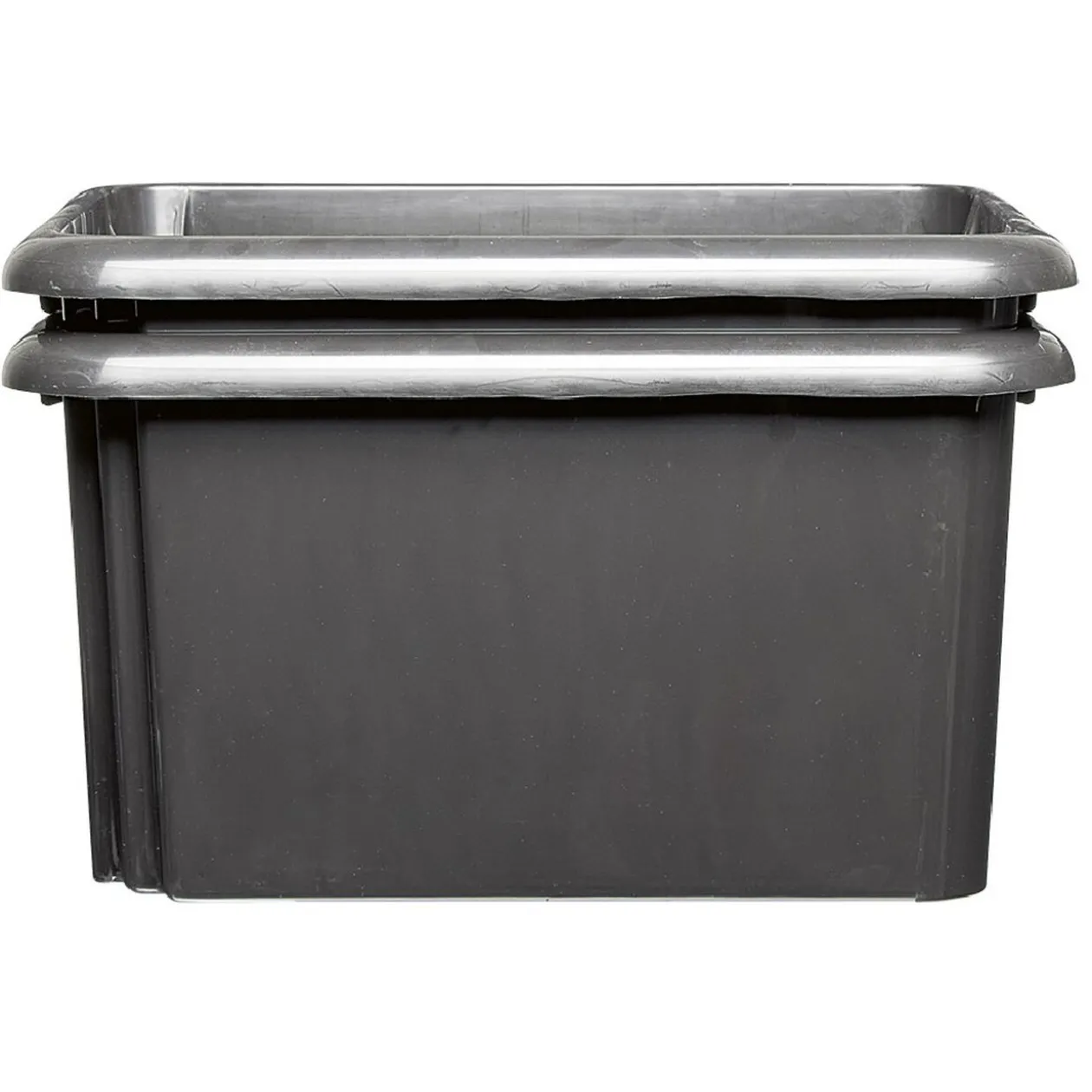 Bac de rangement en plastique noir x2