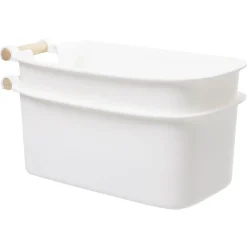Bac de rangement plastique poignée bois Taille S x2