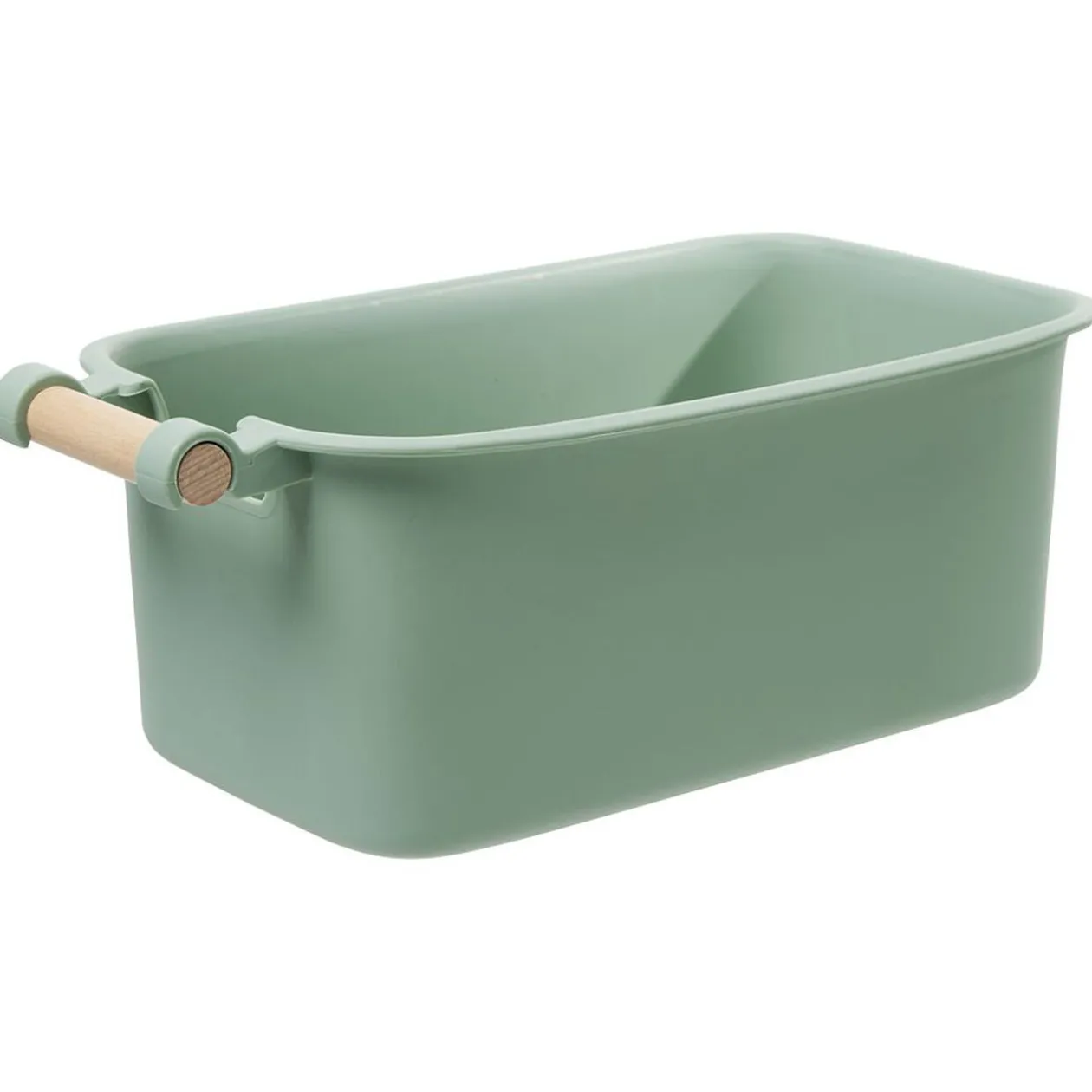 Bac de rangement plastique poignée bois Taille S x2