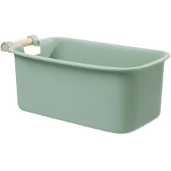 Bac de rangement plastique poignée bois Taille M x2