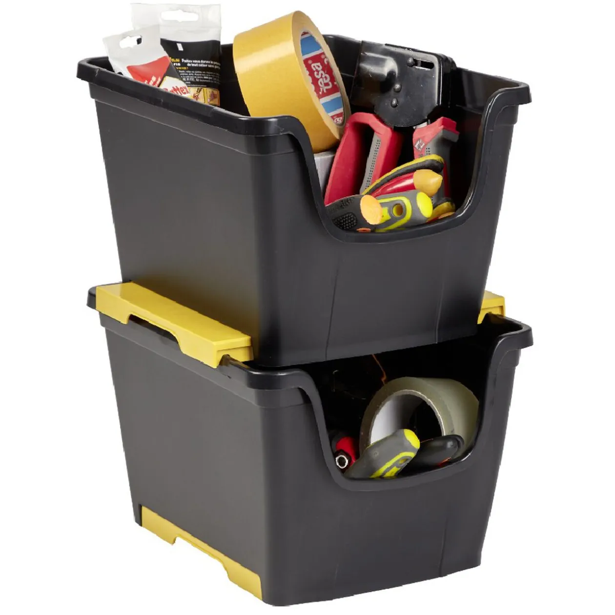 Bac en plastique noir superposable 14 L