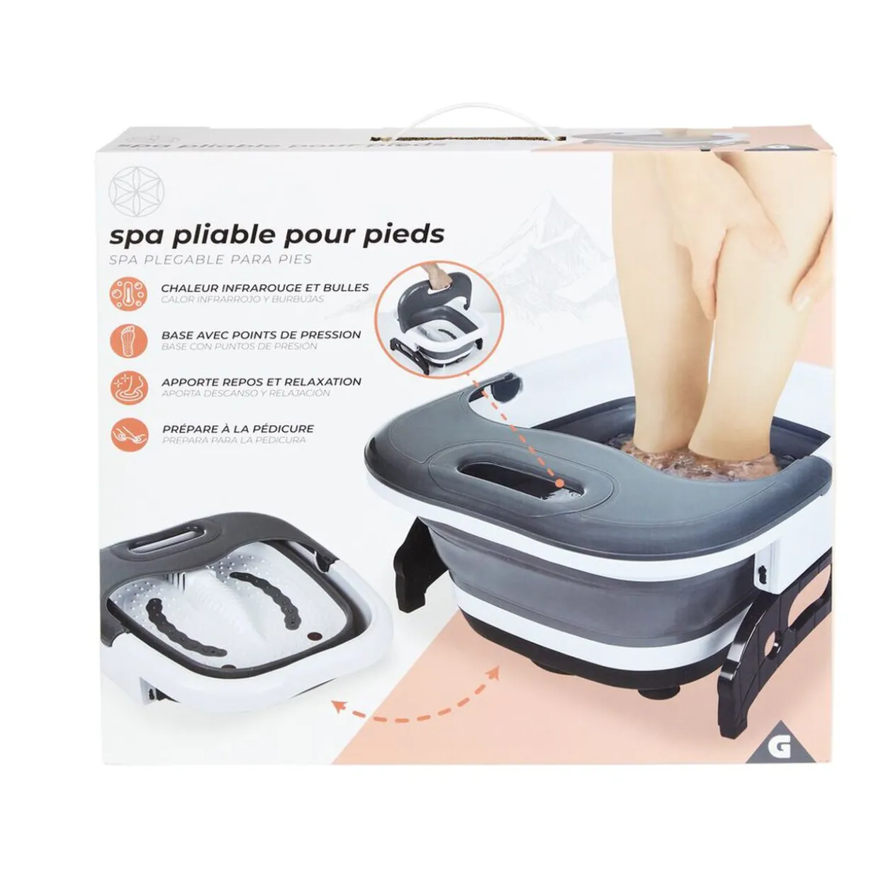 Bain de pied pliable blanc