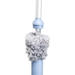Balai avec plumeau intégré au manche gris et bleu