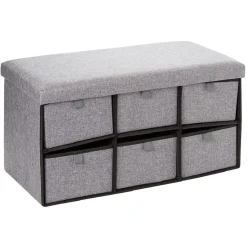 Banc range chaussures en tissu gris