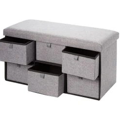 Banc range chaussures en tissu gris