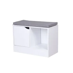 Banc range-chaussures Adam blanc gris 60x30xH44,2 cm