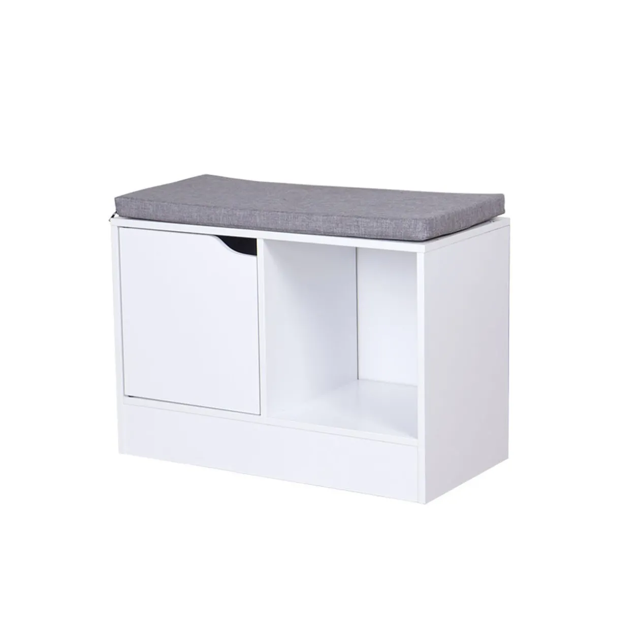 Banc range-chaussures Adam blanc gris 60x30xH44,2 cm