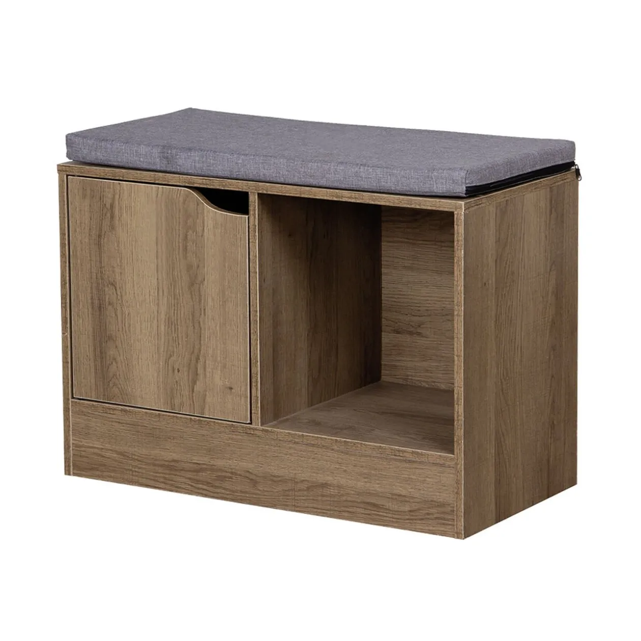 Banc range-chaussures Adam marron gris 60x30xH44,2 cm