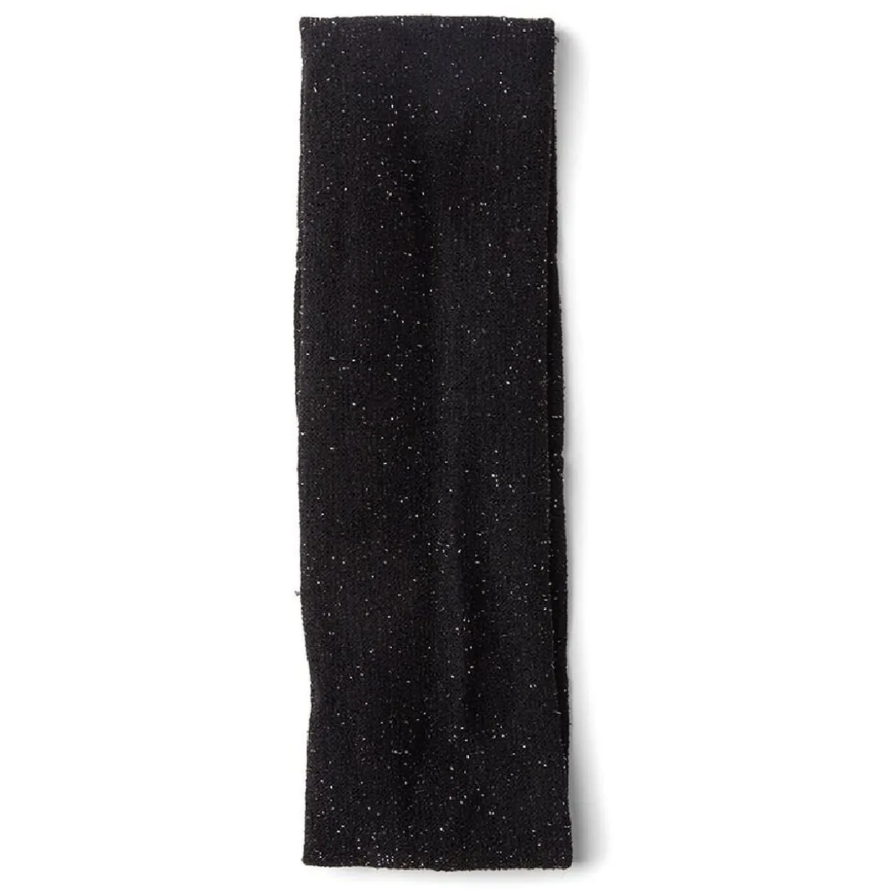 Bandeau à cheveux large en maille polyester noir à paillettes argentées