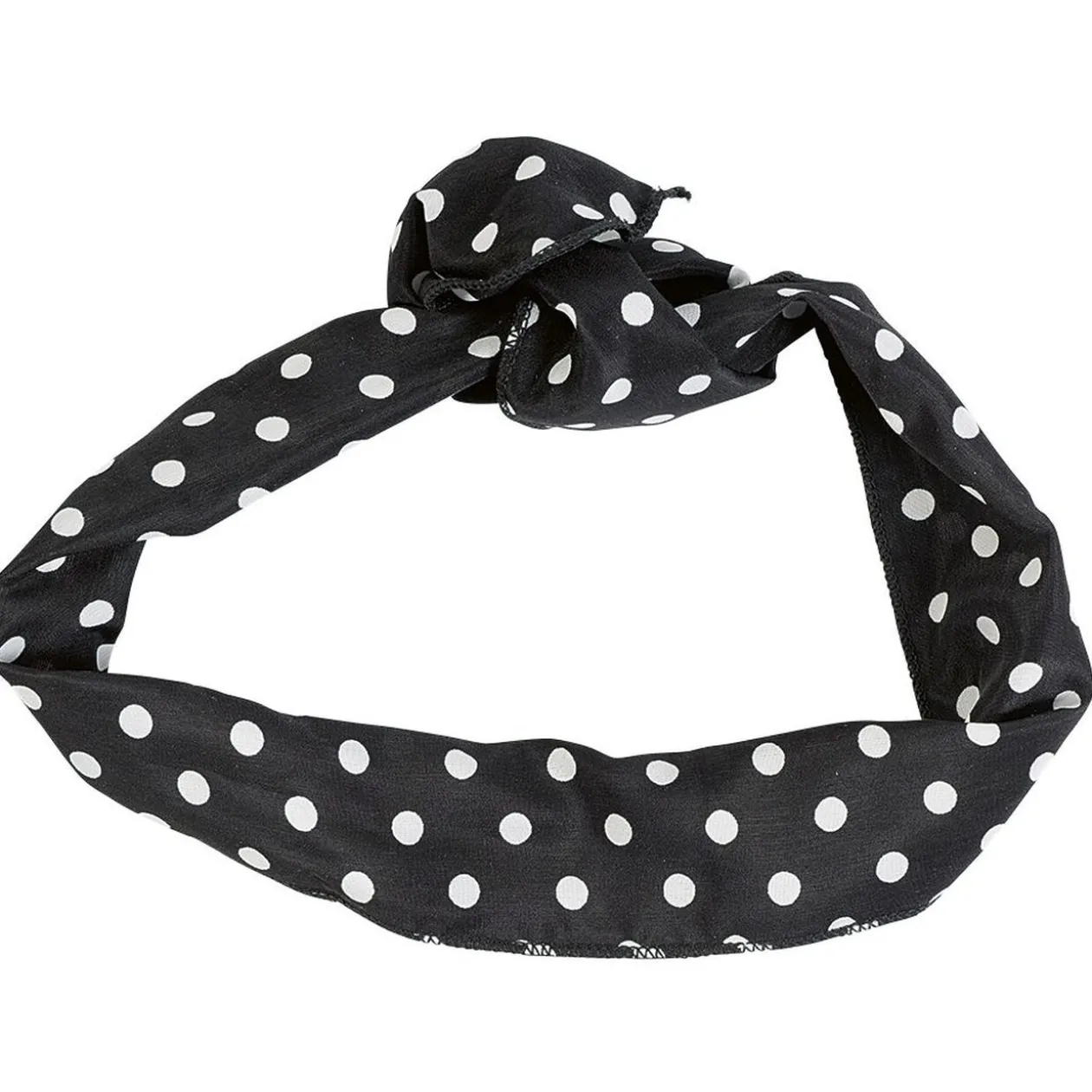 Bandeau ajustable noir imprimé pois blancs