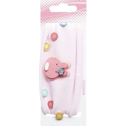 Bandeau ecusson lapin rose polyester