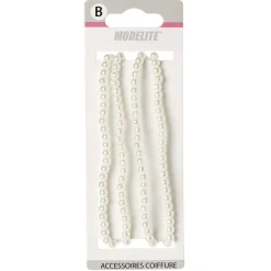 Bandeau élastique perles imitation blanc