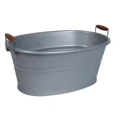 Baquet ovale bassine bord haut plastique gris 28L