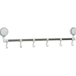 Barre porte serviettes à ventouses 6 crochets L.60 cm