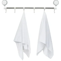 Barre porte serviettes à ventouses 6 crochets L.60 cm
